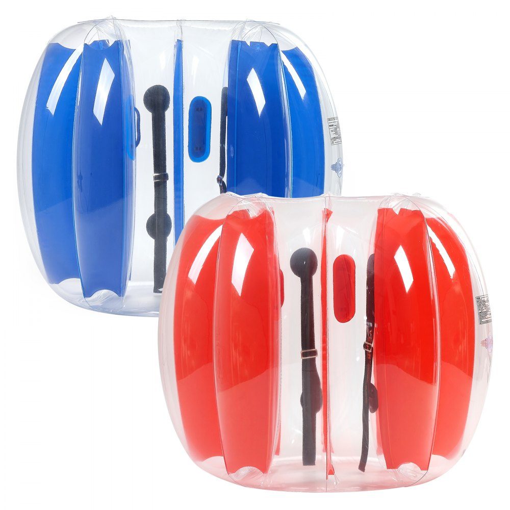 Inflatable Bumper Ball (2 Pack) 1.2m Heavy Duty 0.5mm Thick PVC Bubble Knocker Collision Ball for Outdoor Sports Team Games Park Toy (Red + Blue Stripes)
