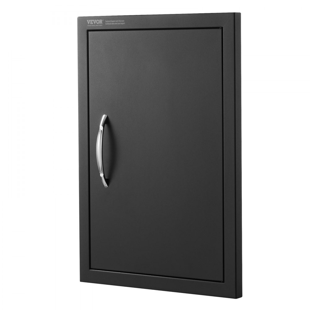 Grill Access Door 415x570mm Single Outdoor Kitchen Door Flush Mount Cold Panel Door Vertical Wall Door with Handle for Grill Island Grill Station Outdoor Cabinet Black