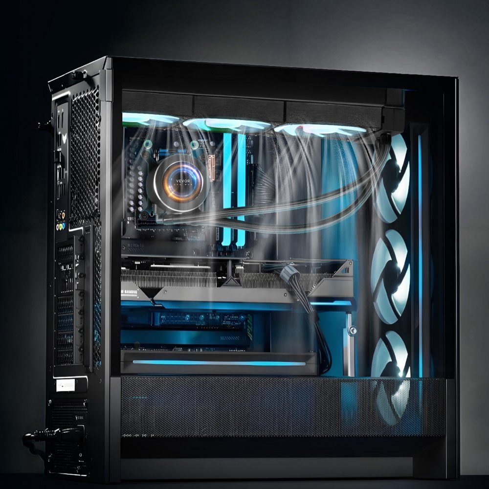 CPU Liquid Cooler, AIO CPU Water Cooler - 3 x 120mm PWN Fan and Pump, PC Water Cooling with 2" LCD Display and ARGB Light, for Intel 115X/1366/2011/1700/1200, AMD AM4/AM5