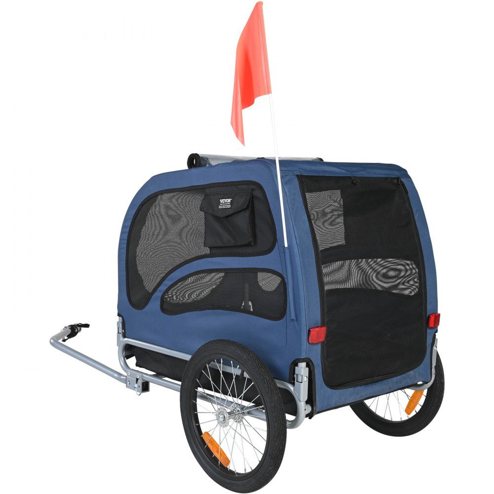 Hondenkar 45 kg Fietskar Koolstofstaal + 600D Oxford Doek + PP Opvouwbaar 1440 x 725 x 845 mm Opgevouwen aanhanger Afmeting 810 x 570 x 195 mm Blauw – Artikelnr. HT-22388