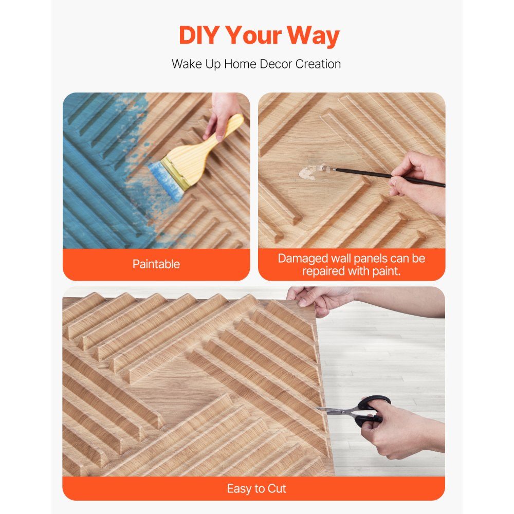 3D Wall Panels Set of 12 150x50cm Modern Minimalist Style PVC Wall Panels 2.97m² Area Interior for Bedroom Living Room Playroom Light Wood Color