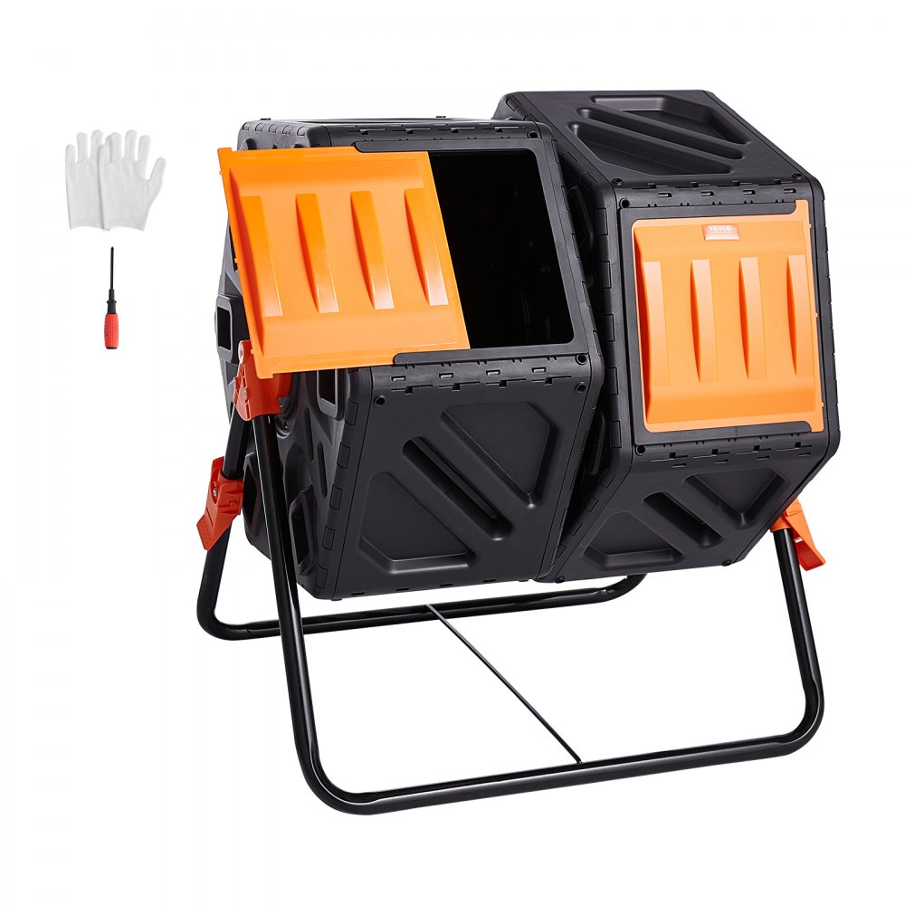 Composteur culbutant 140 L, composteur à tambour rotatif, composteur culbutant à double pièce 785 x 605 x 795 mm, composteur de jardin robuste de 40 kg avec sac de rangement. gants Composteur culbutant 140 L, composteur à tambour rotatif, composteur culbutant à double pièce 785 x 605 x 795 mm, composteur de jardin robuste de 40 kg avec sac de rangement. gants