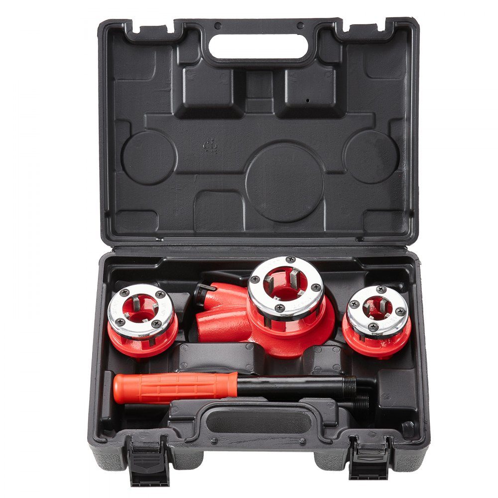 Gewindeschneider-Set, 1/2" NPT, 3/4" NPT, 1" NPT, Gewindeschneider, Rohrschneider-Set mit 3 NPT-Matrizen, Aufbewahrungskoffer für verzinkte Aluminium-, Eisen- und Kupferrohre