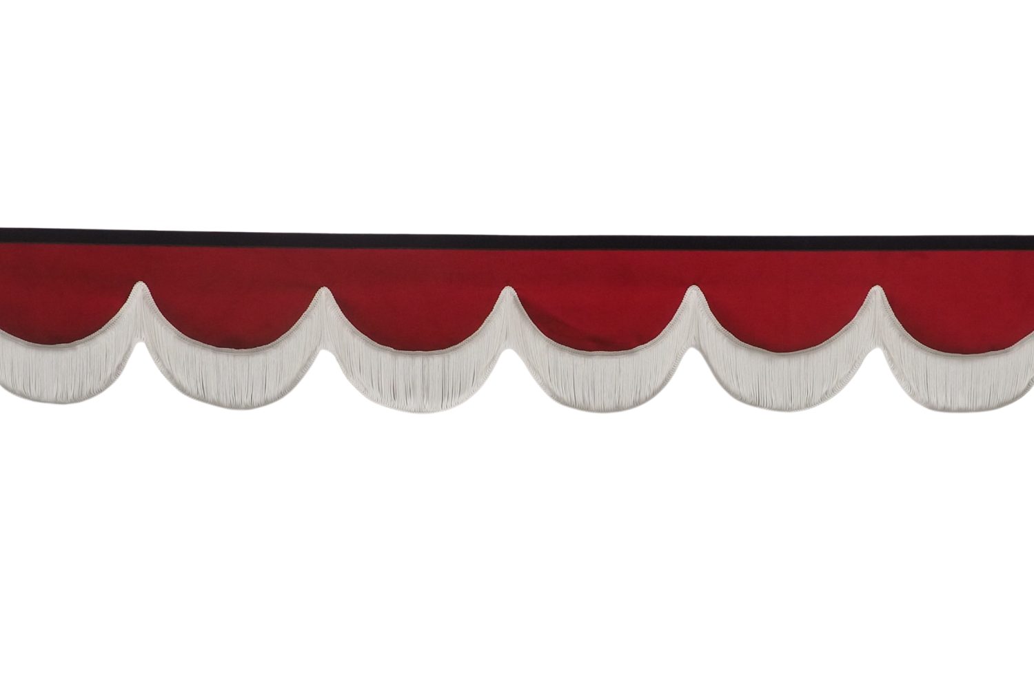 FALBANA FOR THE FRONT WIND MIRRORS OF TRUCKS TYPE NUBUK/ALCANTARA, RED + WHITE FRINGES
