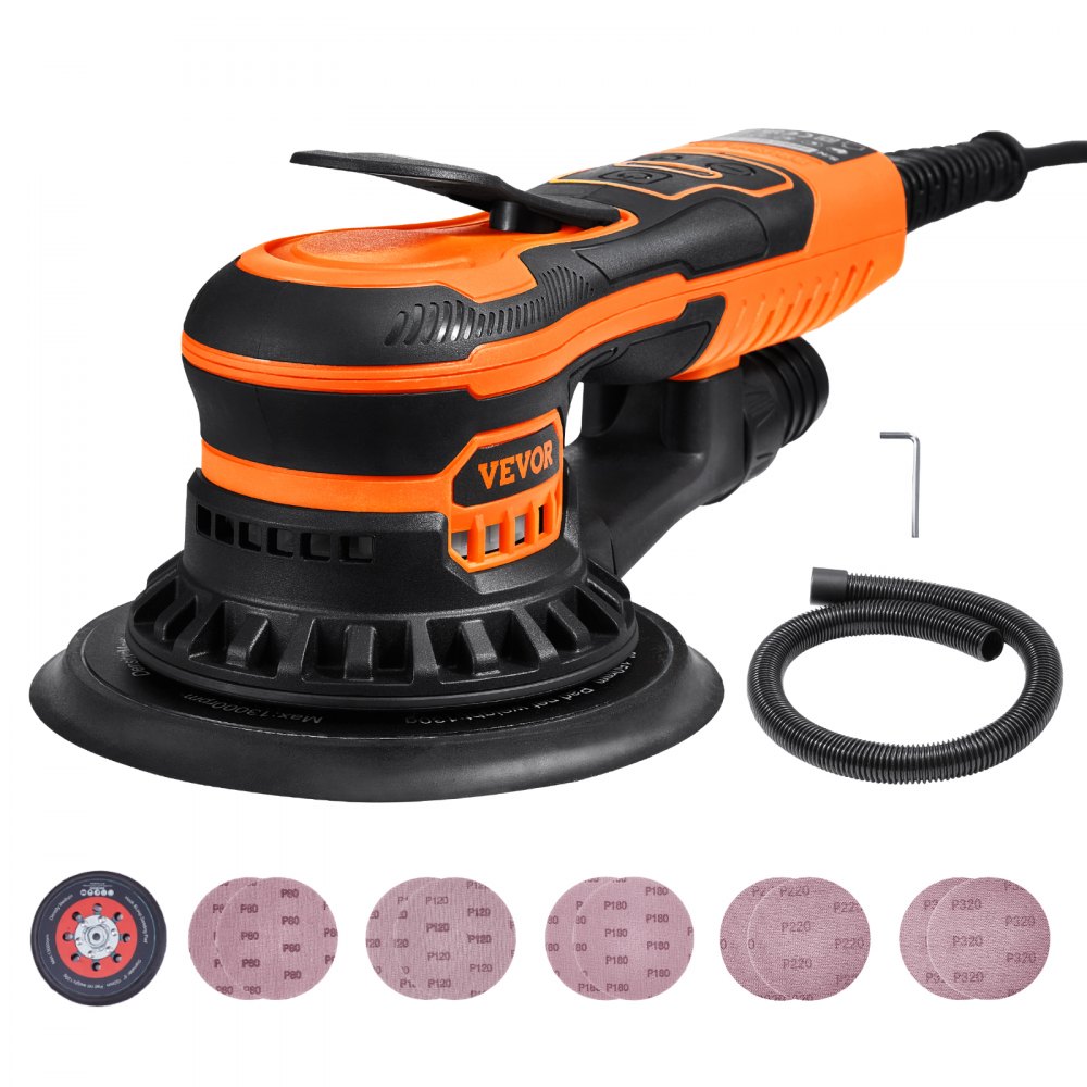Exzenterschleifer, 152 mm bürstenloser elektrischer Exzenterschleifer, 350 W, 6 variable Geschwindigkeiten, mit 10 Schleifpapieren, staubdichtem Anschluss und Schlauch, zum Holzschleifen Exzenterschleifer, 152 mm bürstenloser elektrischer Exzenterschleifer, 350 W, 6 variable Geschwindigkeiten, mit 10 Schleifpapieren, staubdichtem Anschluss und Schlauch, zum Holzschleifen