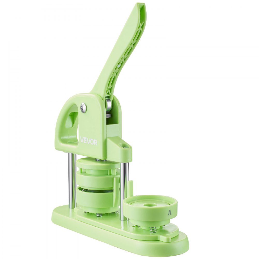 Button machine button maker machine badge punch press 58 mm round, pin maker with 100 button parts & circle cutter & reinforced ergonomic handle, DIY button press machine green
