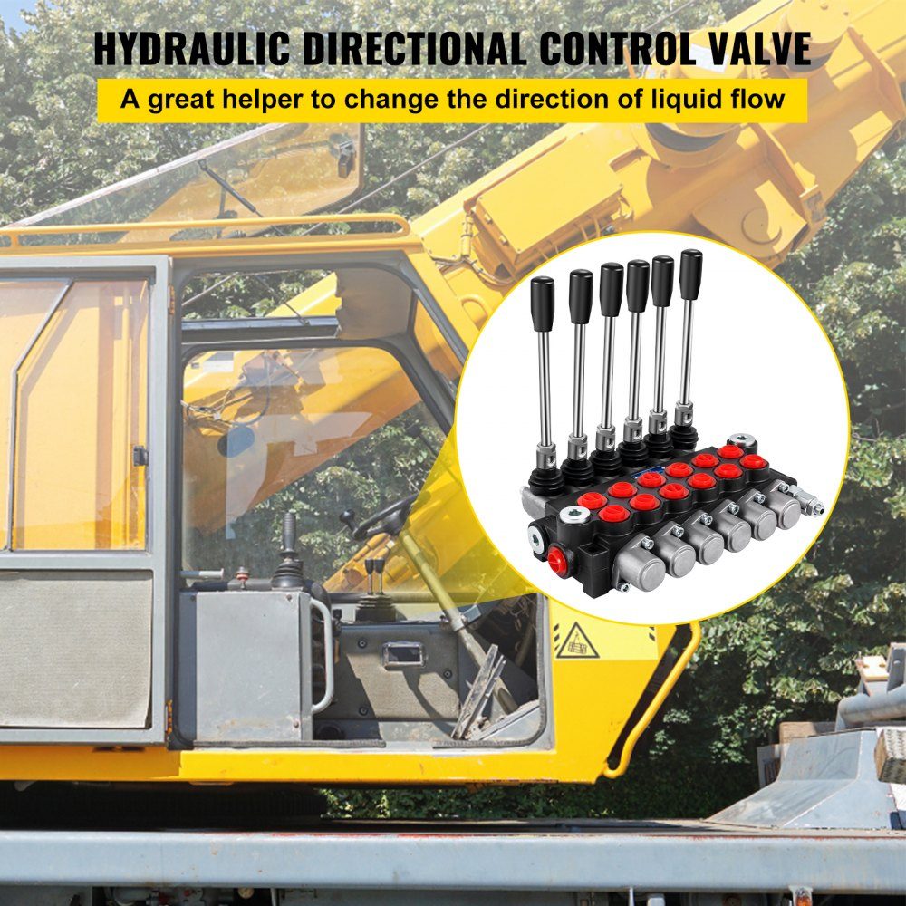 Hydraulic directional control valve, 6 spool hydraulic spool valve, 11 GPM hydraulic loader valve, 3600 PSI directional control valve, hydraulic valves and controls for tractors, loader tanks