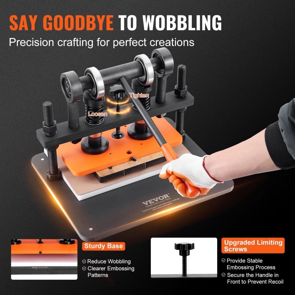 Leather Punching Machine Manual Leather Cutting Machine 28x14cm, Leather Embossing Machine 1.5t Heavy Duty Leather Punching Machine Suitable for leather, PVC/EVA foam, non-adhesive materials