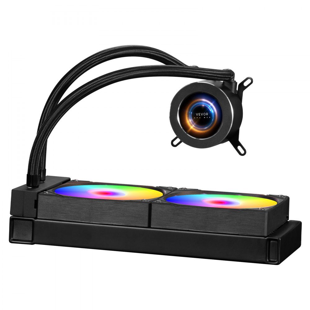 CPU Liquid Cooler AIO CPU Water Cooler - 120mm PWN Fan and Pump PC Water Cooling with 2" LCD Display and ARGB Light for Intel 115X/1366/2011/1700/1200 AMD AM4/AM5