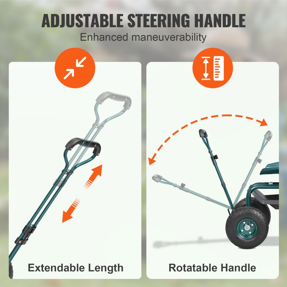 Rollsitz, Werkstattwagen aus Stahl, belastbar bis 136kg, Gartenwagen mit 25cm Griff und 45-54cm höhenverstellbarem Sitz, Rollwagen, 30PSI Reifendruck, Arbeitssitz, Gartensitz, grün Rollsitz, Werkstattwagen aus Stahl, belastbar bis 136kg, Gartenwagen mit 25cm Griff und 45-54cm höhenverstellbarem Sitz, Rollwagen, 30PSI Reifendruck, Arbeitssitz, Gartensitz, grün