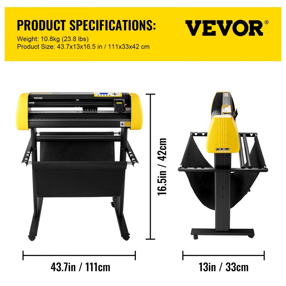 Vinyl-Schneidemaschine, 870 mm maximaler Papiervorschub-Schneideplotter, automatischer Kamera-Konturschneide-LCD-Bildschirmdrucker mit Ständer, einstellbarer Kraft und Geschwindigkeit