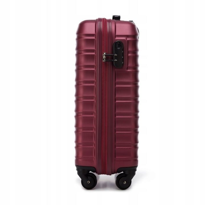 Premium Koffer Reisekoffer Bordkoffer mit Rippen ABS-Kunststoff 34l dunkelrot