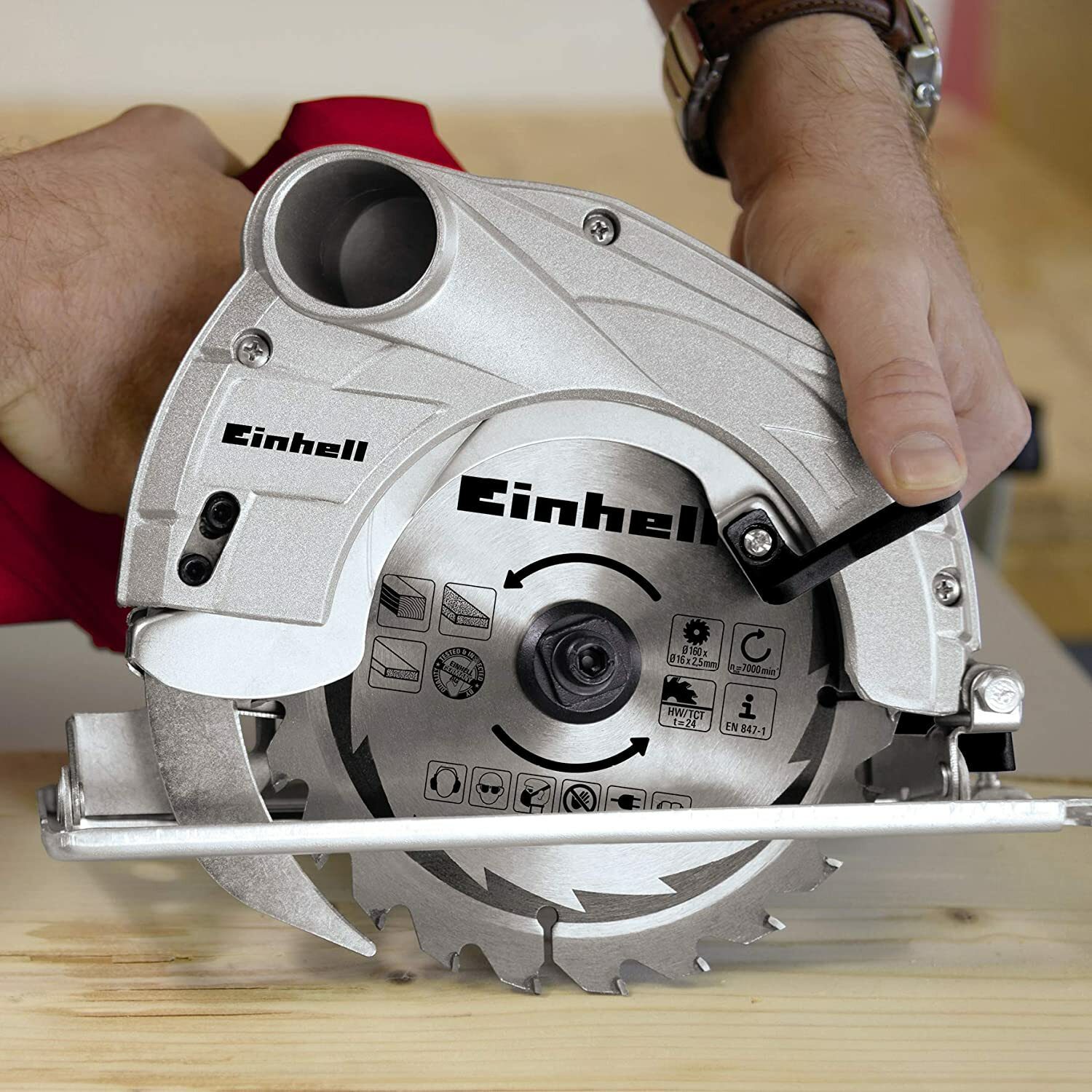 Einhell hand circular saw TC-CS 1200 (1230 W, max. 55 mm, saw blade Ø 160 mm, 24 teeth, rip fence)