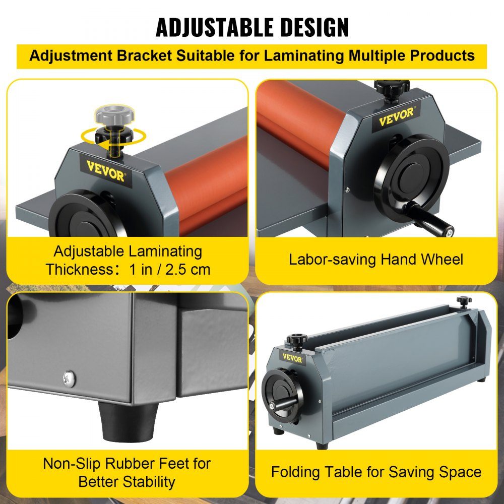 Cold laminator 1000mm manual folding photo film roll laminator made of thick iron metal with soft rubber rollers, four non-slip adjustable rubber feet for photo and advertising copy shops