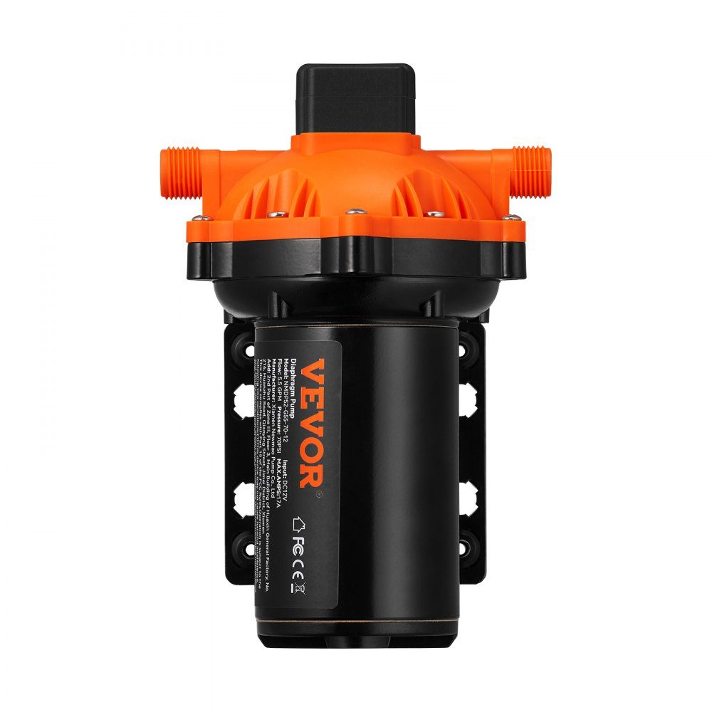 Water Diaphragm Pump, 12V DC, 5.5 GPM Flow, 70 PSI Rated Pressure (40-100 PSI Adjustable), 1/2" MNPT Self-Priming Spray Pump with Pressure Switch for RV, RV, Marine, Boat, Lawn, FCC Certified