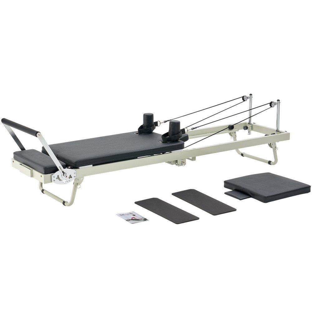 Składany przyrząd do ćwiczeń Pilates Reformer do użytku w domowej siłowni, łóżko do pilatesu z podwójnym oporem — sprężyna i sznurek, dla zaawansowanych i początkujących, do 400 funtów