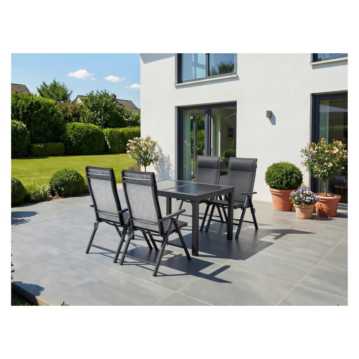 Chaise pliante LIVARNO® en aluminium « Houston » gris clair chiné, 2 pièces