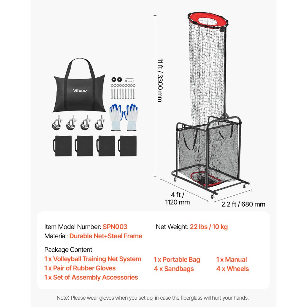 Volleyball Training Net, Angle & Height Adjustable Volleyball Trainer, Portable Practice Net with Trolley & Wheels & Carry Bag, Professional Serve & Smash Training