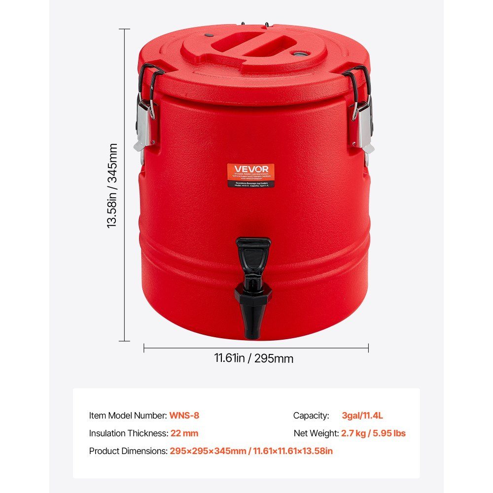 Distributeur de boissons isothermes 11,4 L Distributeur de boissons chaudes et froides avec robinet Pichet de refroidissement de qualité alimentaire avec 304-Edelstahl-Innenraum pour thé café restaurant