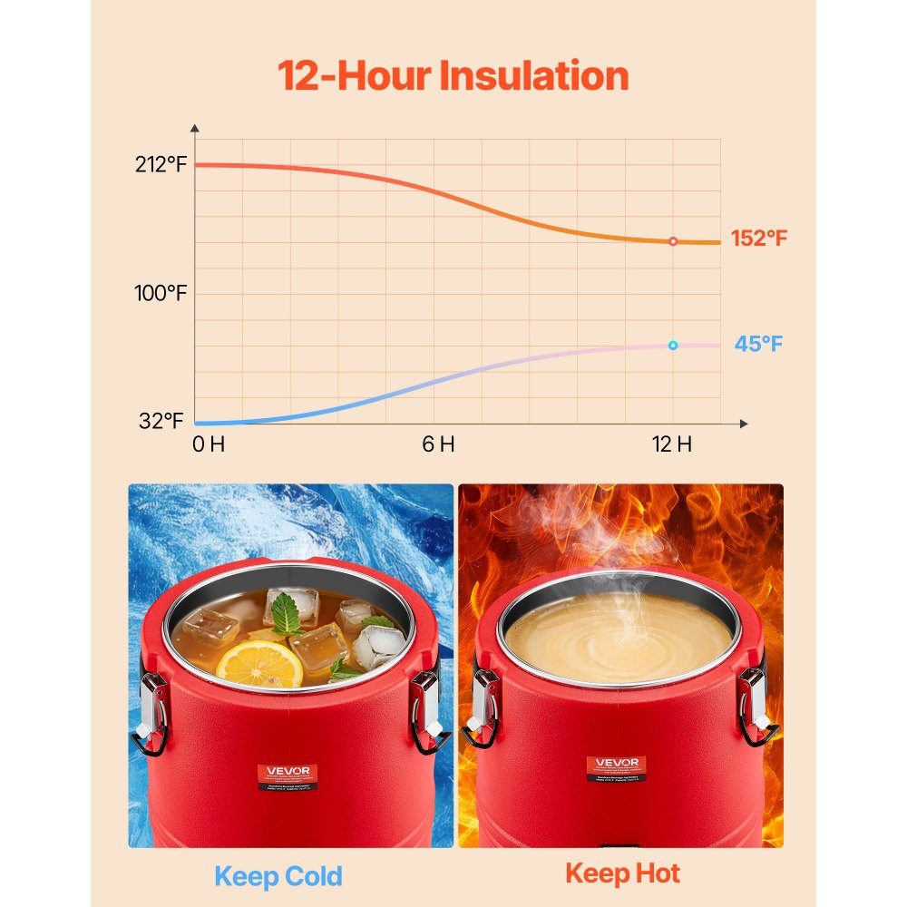 Distributeur de boissons isothermes 11,4 L Distributeur de boissons chaudes et froides avec robinet Pichet de refroidissement de qualité alimentaire avec 304-Edelstahl-Innenraum pour thé café restaurant