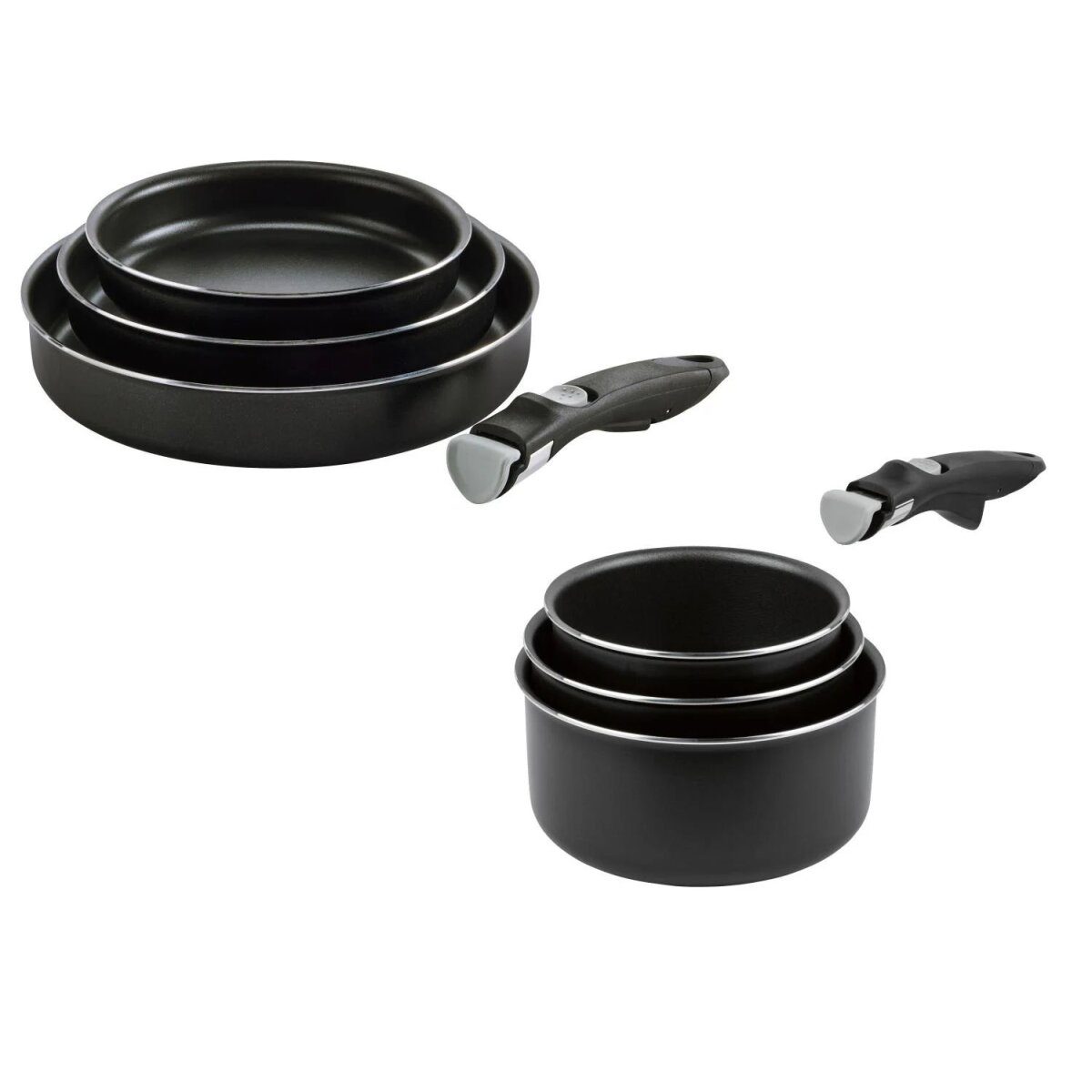 CRIVIT Aluminium-Kochgeschirrset 4-teilig, mit abnehmbarem Griff