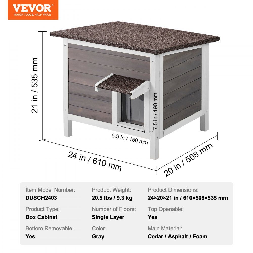 Outdoor Cat House Weatherproof Wild Cat Shelter for Multiple Cats Outdoor Wooden Cat Rabbit House Fully Foam Insulated Open Roof PVC Door Flaps 61 x 50 x 53 cm (L x W x H)
