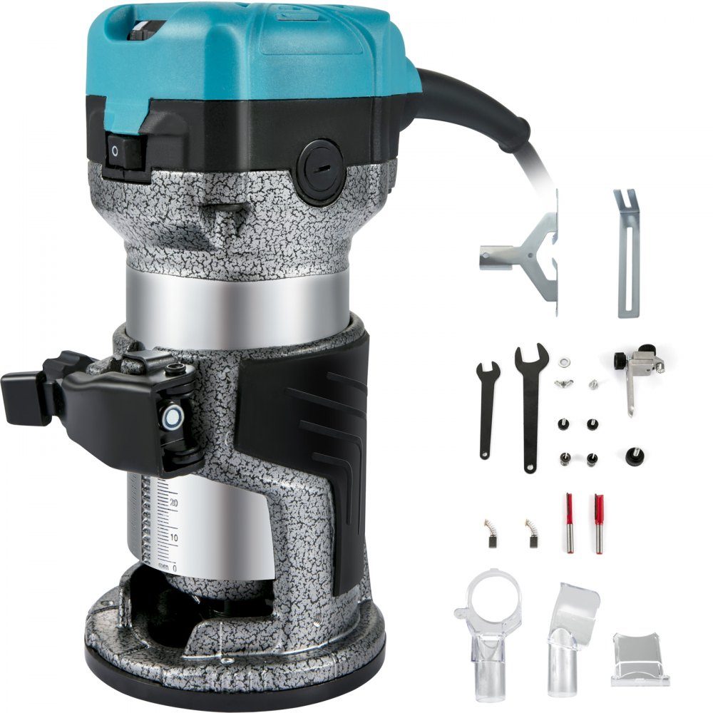 Electric Hand Router 800W, One-Hand Router 30000 RPM, Wood Edger, 3 Collet, Soft Start, Aluminum Alloy, Speed ​​Control, Electric Router Woodworking
