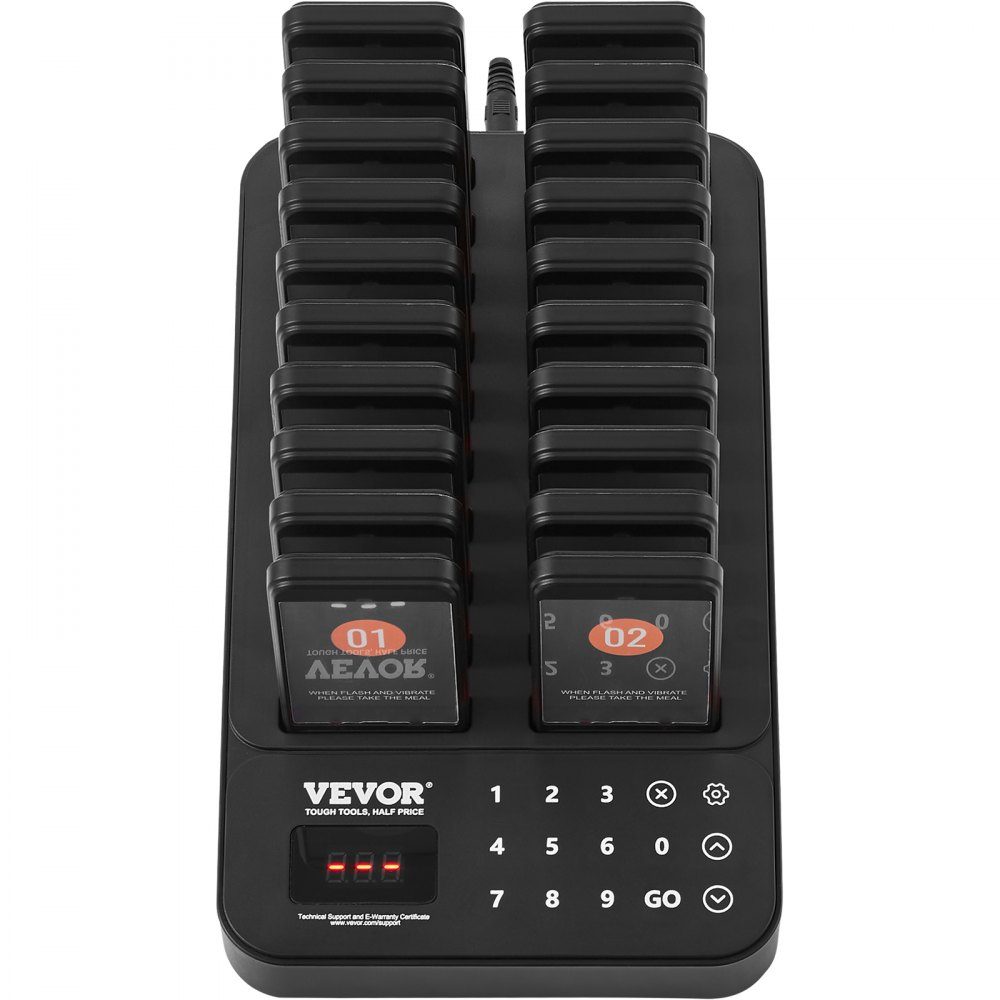 Système de téléavertisseur de restaurant, signal de file d'attente sans fil avec portée de 400 m, bip d'appel invité avec vibration et clignotant, 20 téléavertisseurs pour camion de nourriture, église, jardin d'enfants
