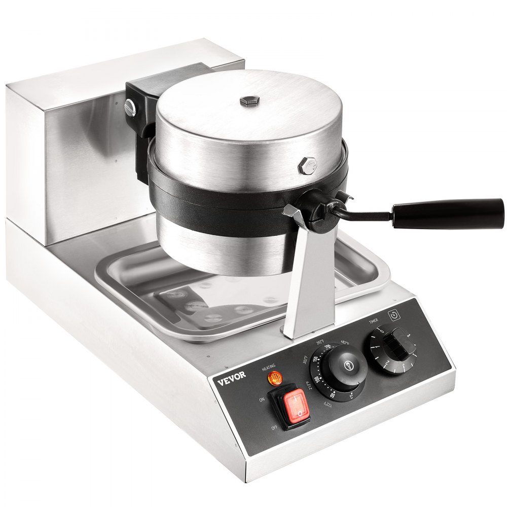 Round waffle iron waffle 1300 W, contact grill Belgian waffle iron 4 pieces. Stainless steel waffle machine including food clip, brushes and anti-scald handle, for cafes, restaurants etc