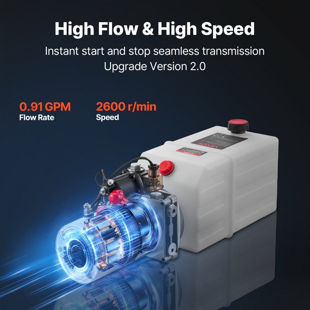 7 Qt hydraulic unit, single acting dump trailer pump, maximum opening pressure 22MPa and flow rate 3.4L/min, 12V DC hydraulic pump with metal reservoir for dump trailer white