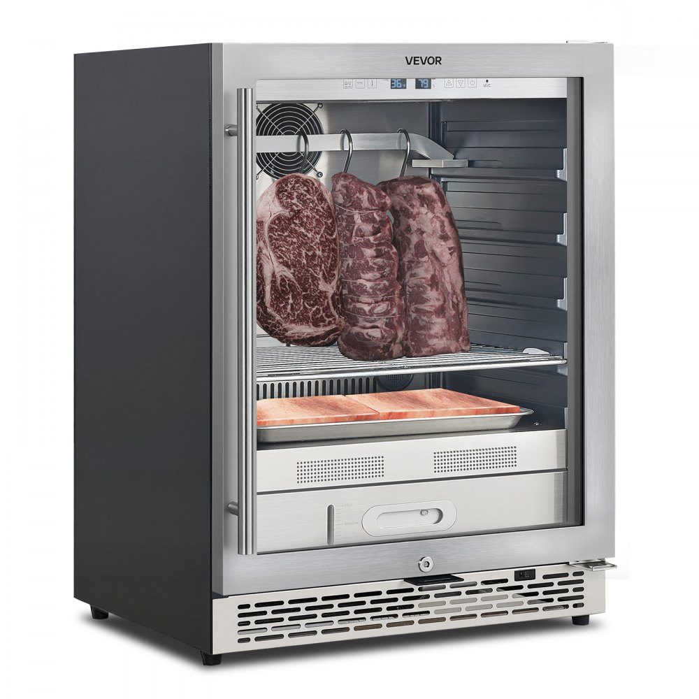 Trockenalterungskühlschrank 45 kg für Steaks, Fleischalterungskühlschrank mit präziser Temperatur- und Feuchtigkeitskontrolle, Rindfleischalterungsmaschine für Haushaltsküche, Restaurant, Hotel