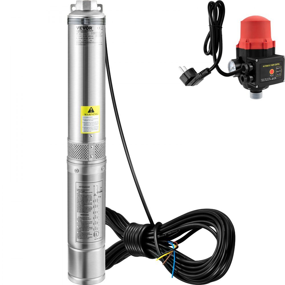 76 mm Tiefbrunnenpumpe 550 W Brunnenpumpe max. Durchfluss 50 L/min Tauchpumpe max. Förderhöhe 89 m Tauchwasserpumpe Sandbeständig < 5 % max. Geschwindigkeit