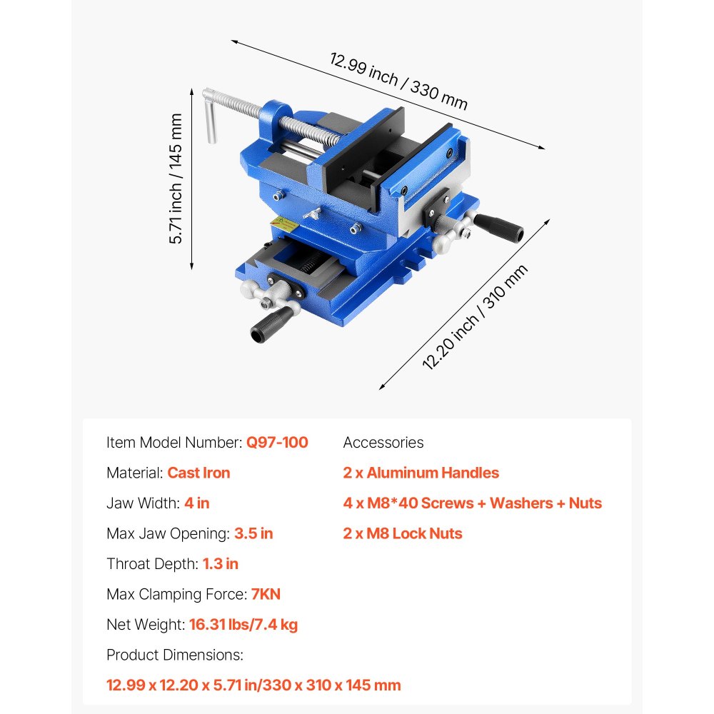 Machine Vise 4" Jaw Width 2 Way XY Axis Cross Vise 3.5" Jaw Opening Cast Iron Workbench Vise Clamp for Woodworking Drilling CNC Milling Machines Machine Vise 4" Jaw Width 2 Way XY Axis Cross Vise 3.5" Jaw Opening Cast Iron Workbench Vise Clamp for Woodworking Drilling CNC Milling Machines