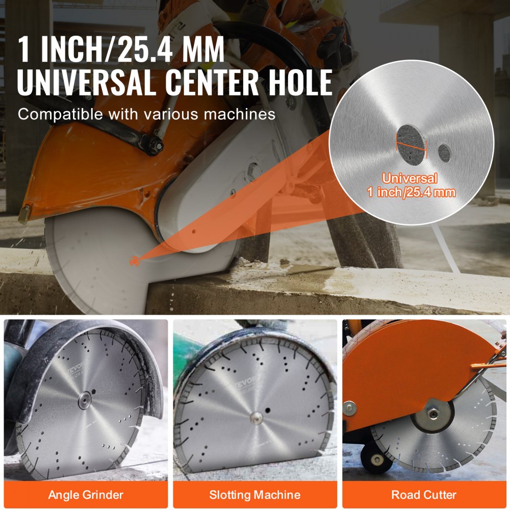 Diamant-Trennscheibe, 14 Zoll/350 mm Betonsägeblatt für Nass- oder Trockenarbeiten, 0,39 Zoll/10 mm Diamant-Segment-Trennscheibe mit schrägen Zähnen, universeller Mittellochdurchmesser 1 Zoll/25,4 mm, für Beton, Zementplatten, Fliesen, Ziegel Diamant-Trennscheibe, 14 Zoll/350 mm Betonsägeblatt für Nass- oder Trockenarbeiten, 0,39 Zoll/10 mm Diamant-Segment-Trennscheibe mit schrägen Zähnen, universeller Mittellochdurchmesser 1 Zoll/25,4 mm, für Beton, Zementplatten, Fliesen, Ziegel