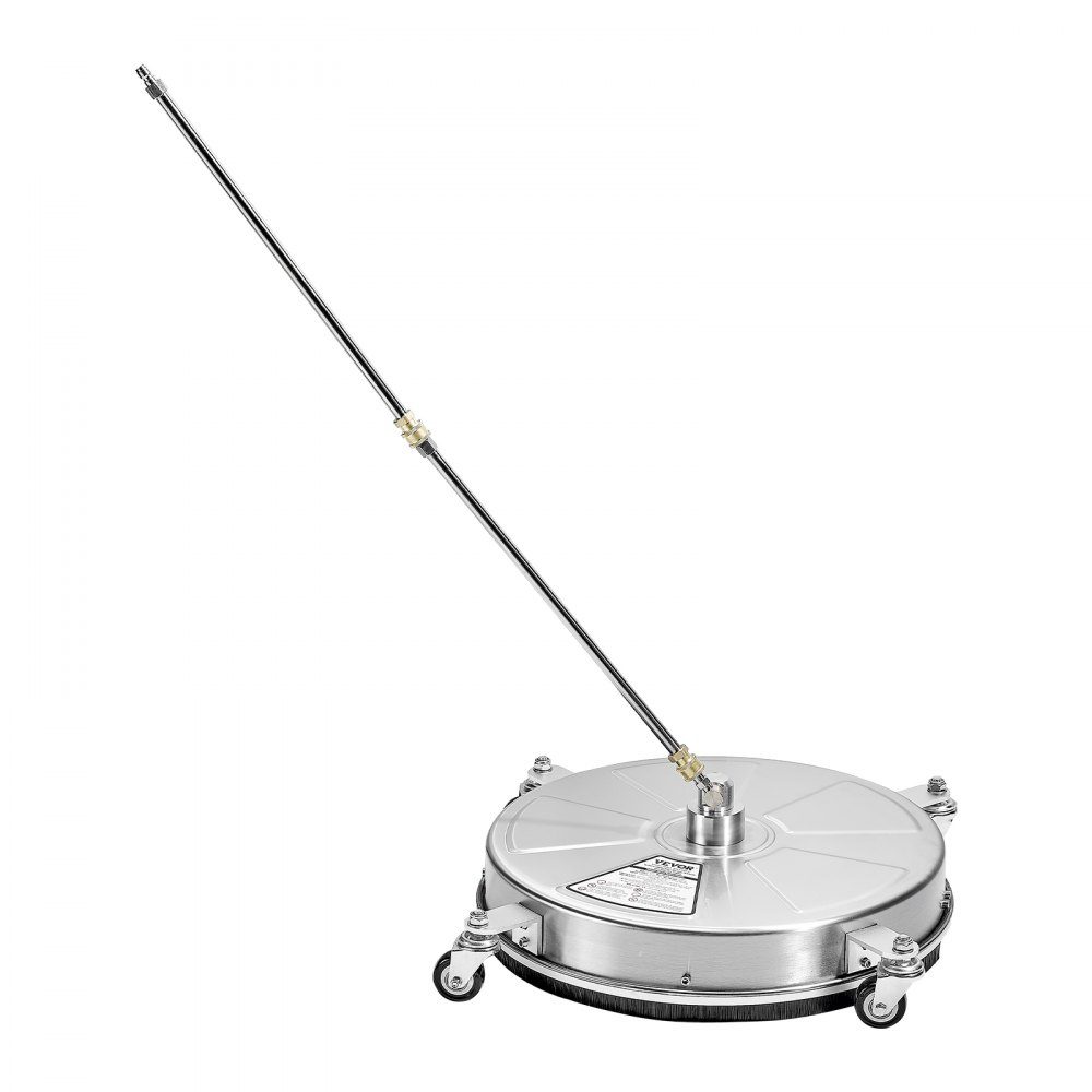465 mm Hochdruckreiniger-Oberflächenreiniger, Edelstahl-Oberflächenreiniger mit 4 Rädern, max. 4000 PSI, 1/4-Zoll-Schnellanschluss, 2 Sprühdüsen, 2 verlängerte Stangen für Beton, Terrasse, Deck