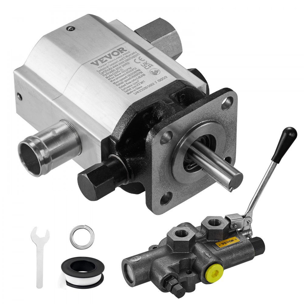 Hydraulic Log Splitter Pump Kit, 60.6L/min, 2 Stage, 276 Bar, Hydraulic Aluminum Gear Pump with Valve, 1" Inlet, 1/2" NPT Outlet, 3600 RPM for Small Engine Mounted Log Splitters Hydraulic Log Splitter Pump Kit, 60.6L/min, 2 Stage, 276 Bar, Hydraulic Aluminum Gear Pump with Valve, 1" Inlet, 1/2" NPT Outlet, 3600 RPM for Small Engine Mounted Log Splitters