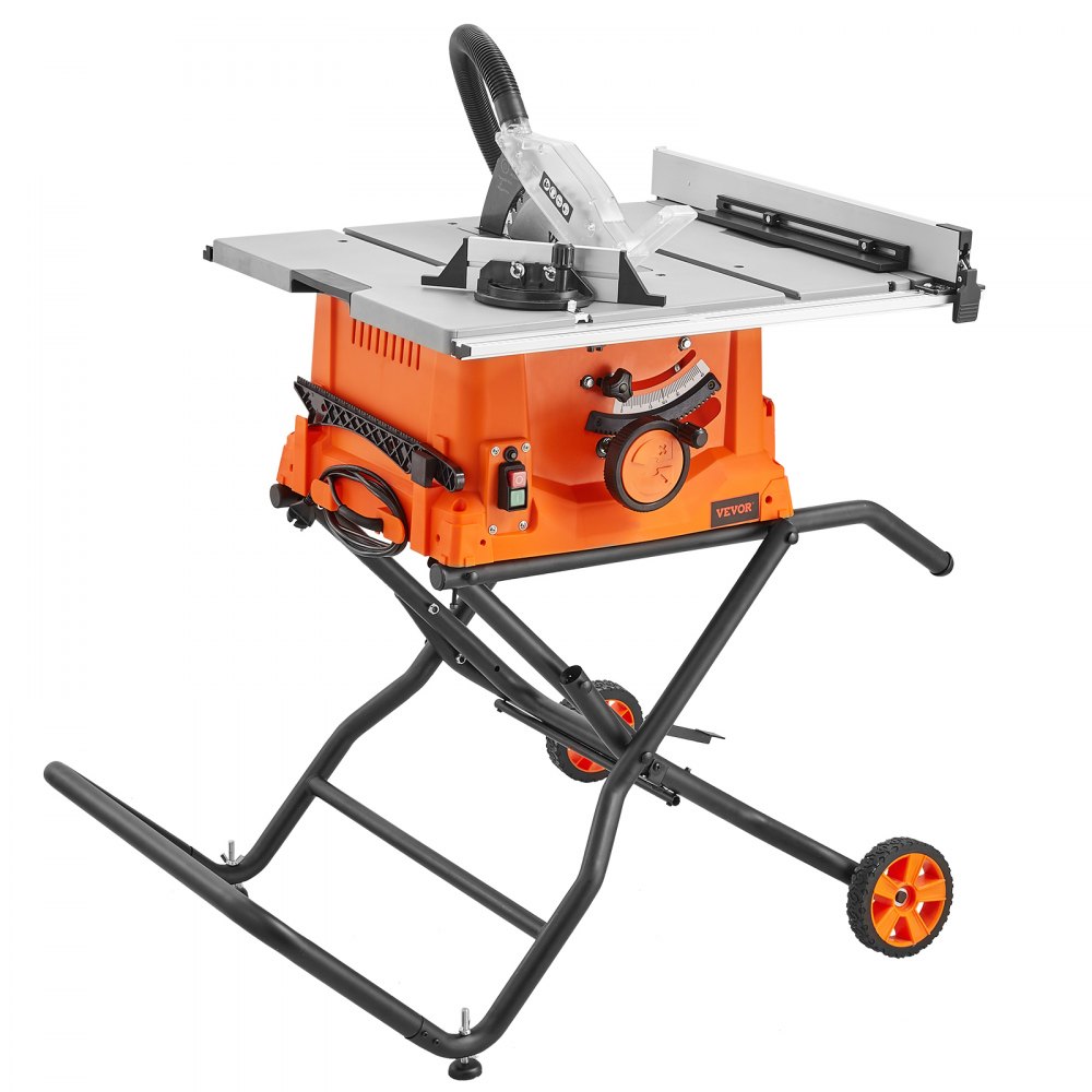 Scie à table 1800 W, scie à table Ø254 mm, 4800 tr/min, section transversale 85 mm à 90°, coupe en biseau 55 mm à 45°, butée d'angle -60˚/60˚, idéale pour couper du bois et pour les projets de menuiserie de bricolage