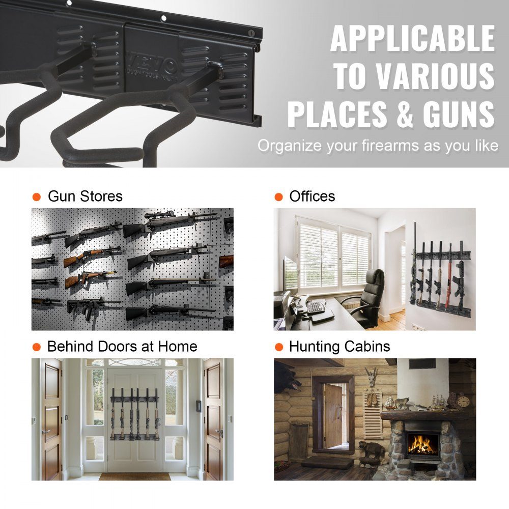 Support d'armes à feu pour le stockage d'armes à feu, 6 fusils, support d'armes à feu, accessoires de sécurité pour carabines et fusils de chasse, support d'armes à feu dans l'armoire à armes, support de fusil de chasse, capacité de charge 180 lb
