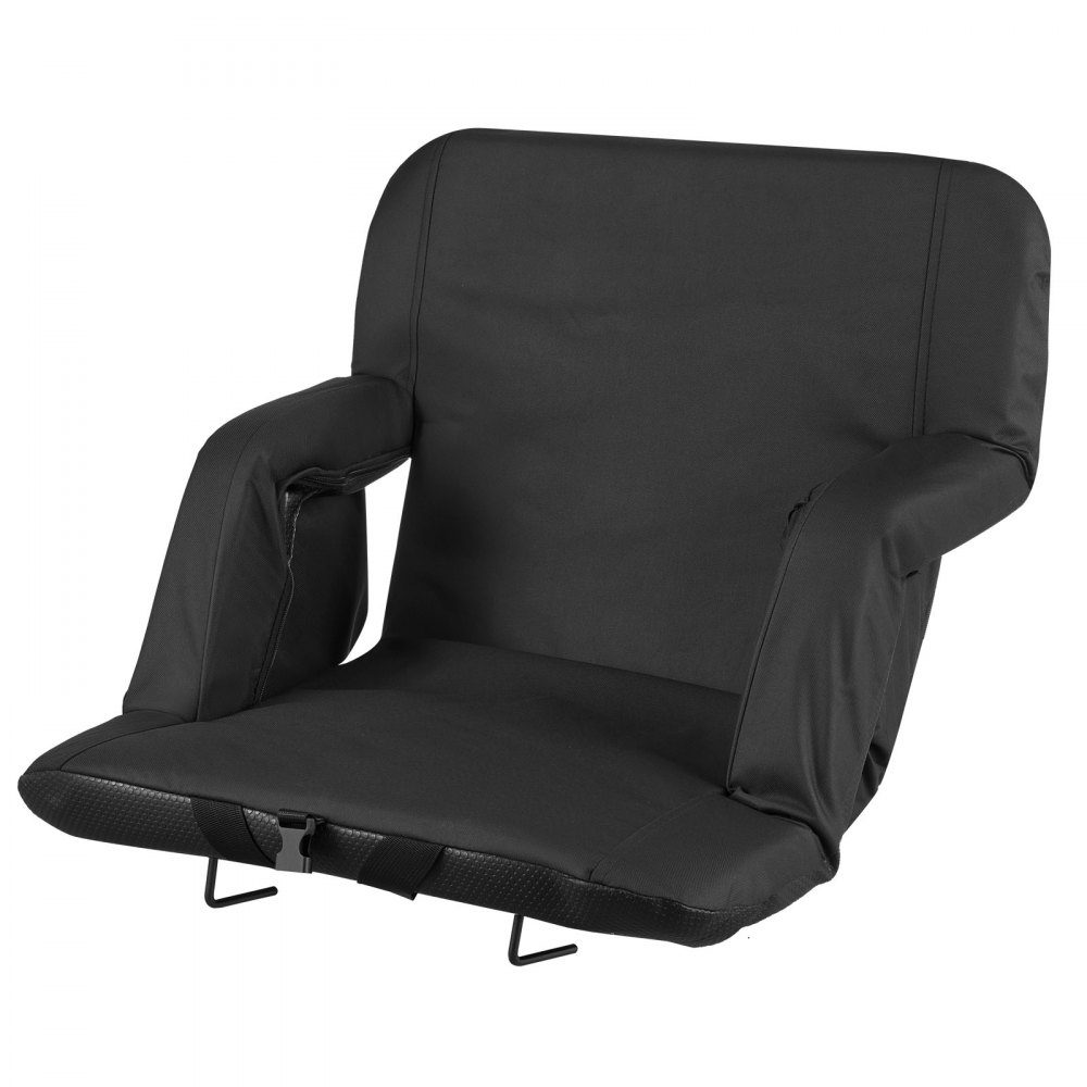 2 x Stadium Seat Cushions with 6 Adjustable Angles, Padded Stadium Chair with Armrest & Backrest & Cup Holder, Bleacher Seat for Picnics, Beach Sports, Gaming, Foldable Black