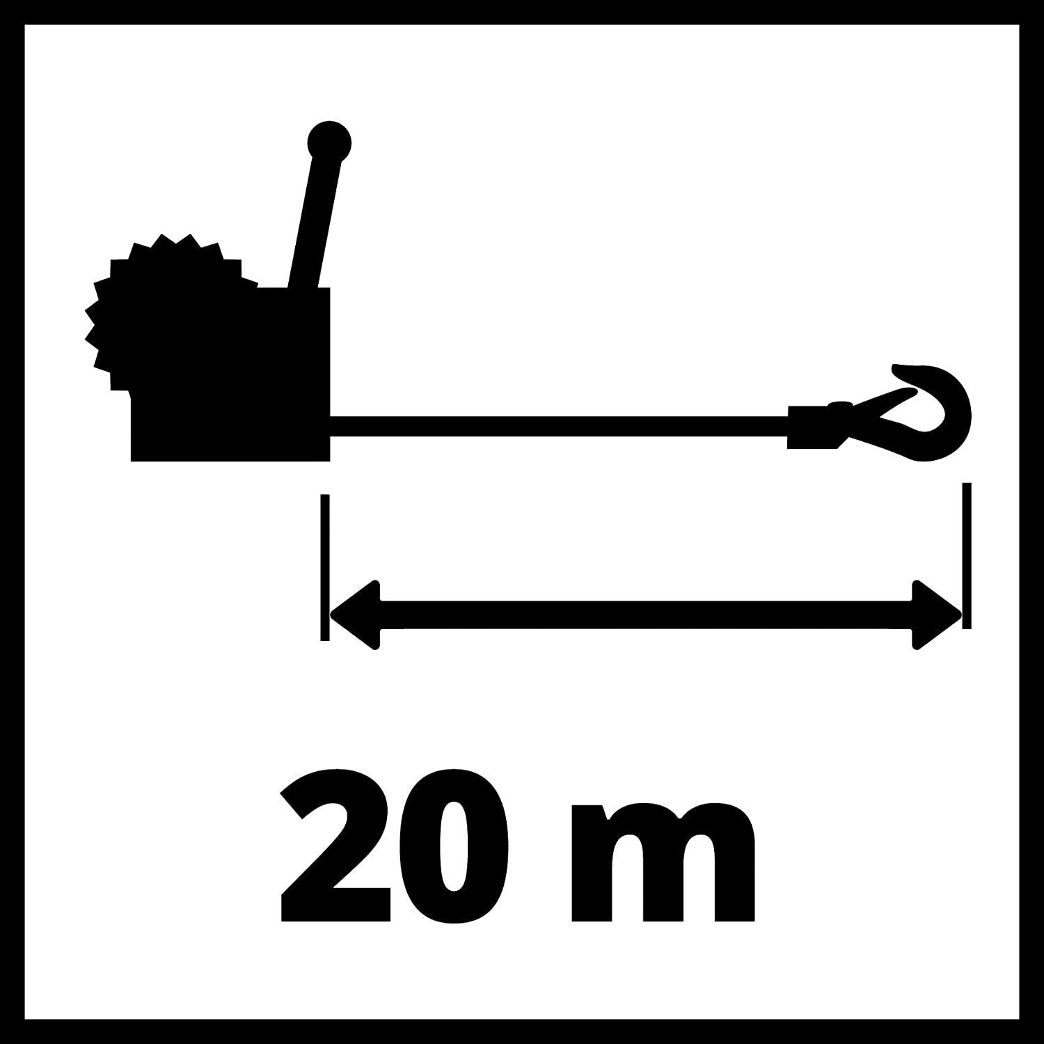 Einhell hand winch TC-WI 800 (max. load capacity 800 kg, 20 meter long twist-free wire rope, backstop, soft grip including safety load hook with safety flap)