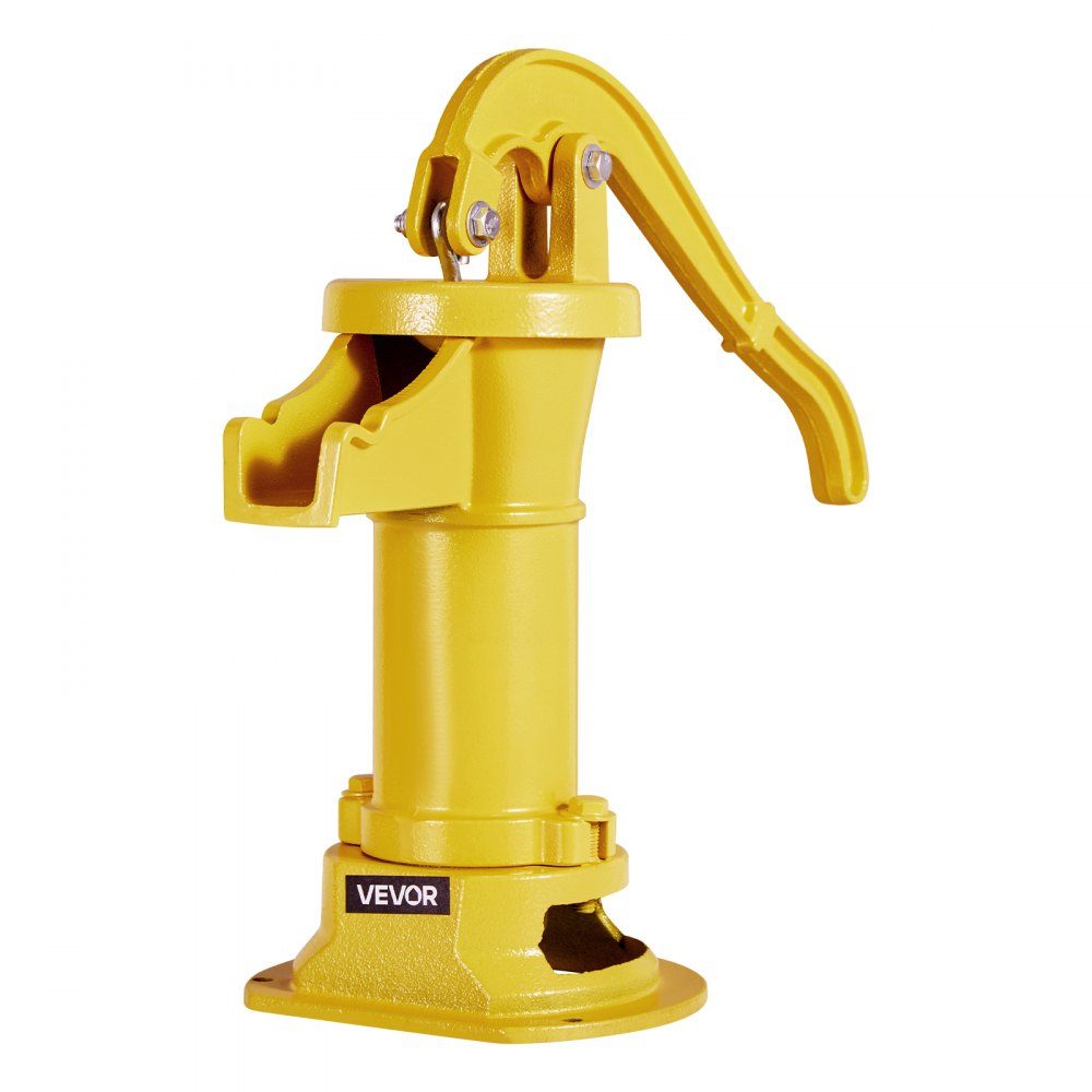 Antike Vintage Stielpumpe, 7,6 m Förderhöhe, nostalgische Gusseisenpumpe, Springbrunnenpumpe, Handpumpe, NPT 1-1/4 Zoll Anschluss, Gartenpumpe, für Garten, Teich, Hof, Bauernhof, Gelb