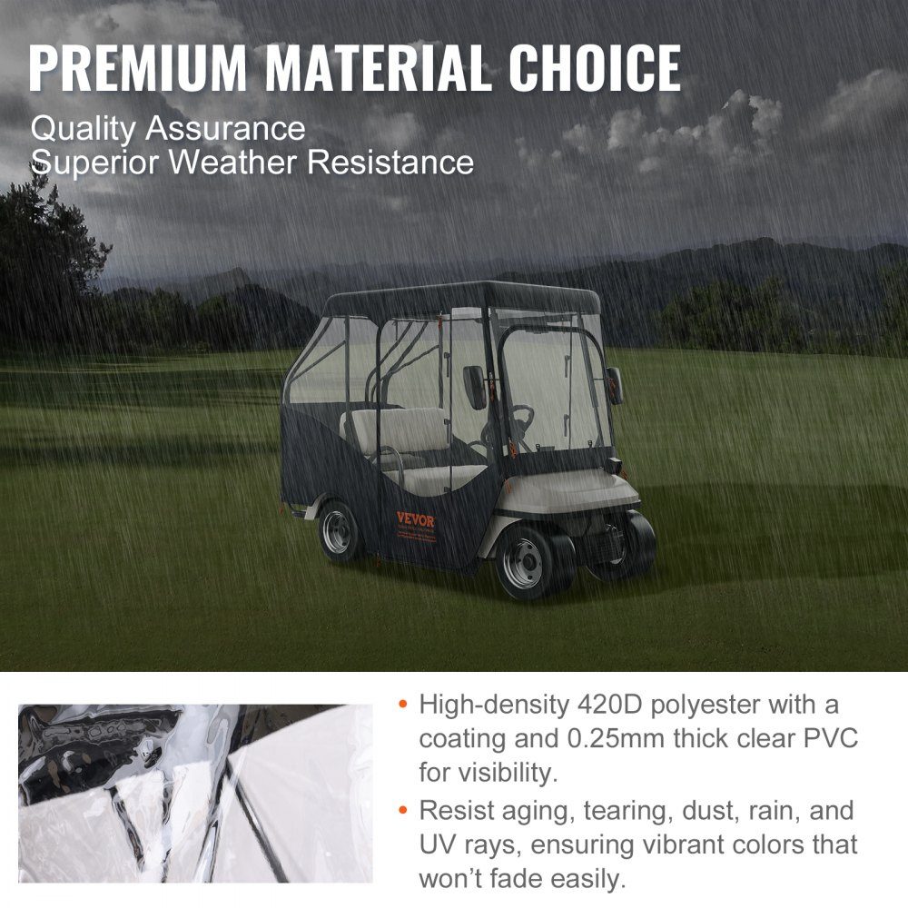 Clear Golf Cart Rain Cover 4 Person Golf Cart Cover 152x110cm 420D Polyester Waterproof Portable Mobile Golf Cart Storage Cover Fits EZGO TXT Golf Carts