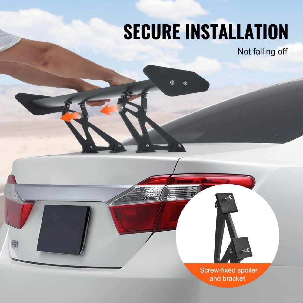 GT Wing autospoiler, 43,3 inch universele enkeldekspoiler, verstelbare lichtgewicht aluminium auto achterspoilervleugel, racespoiler BGW/JDM Drift Zwart
