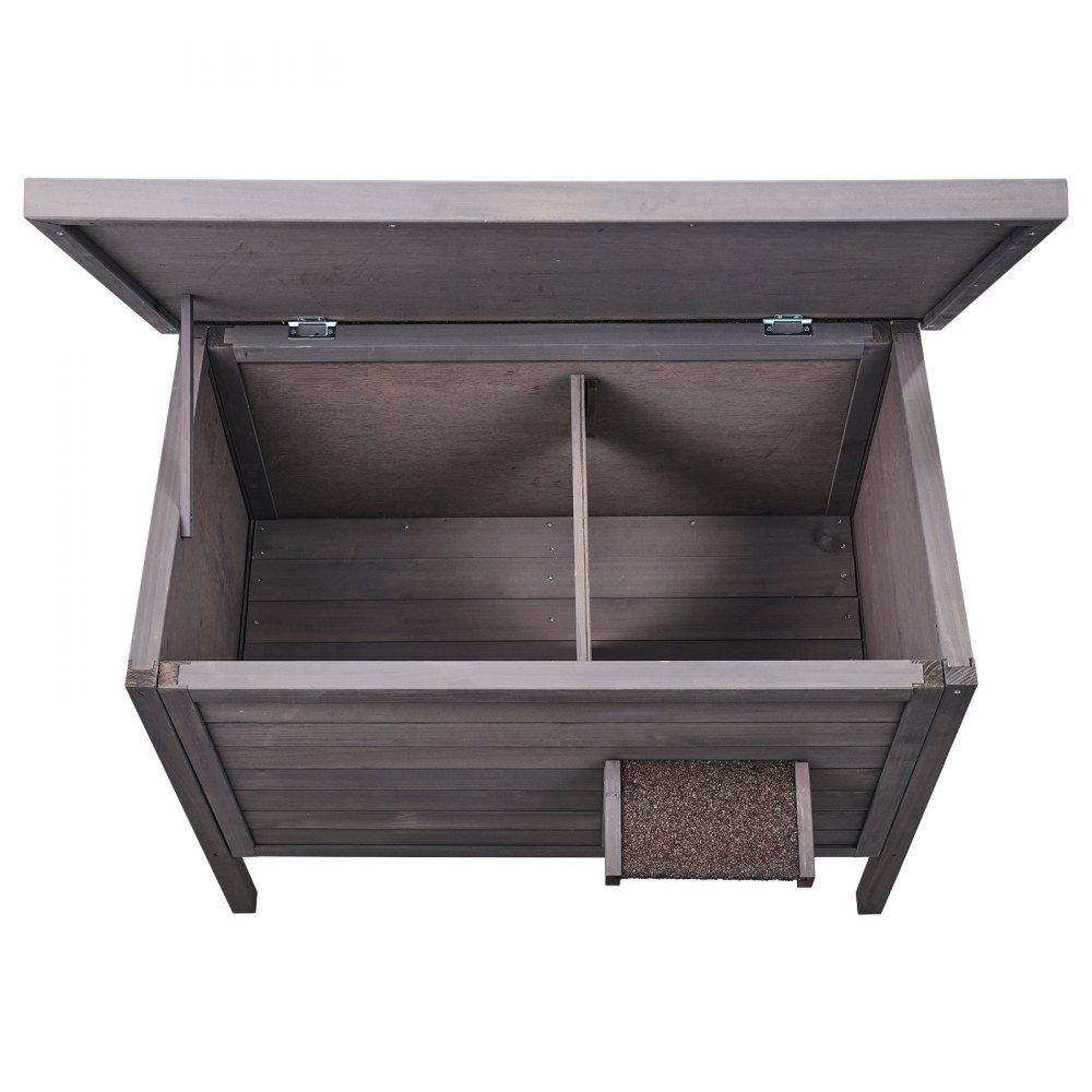 Buitenkattenhuis Weerbestendige schuilplaats voor wilde katten voor meerdere katten Houten katten- en konijnenhuis voor buiten Volledig met schuim geïsoleerd open dak PVC-deurkleppen 34" L x 22" B x 27" H