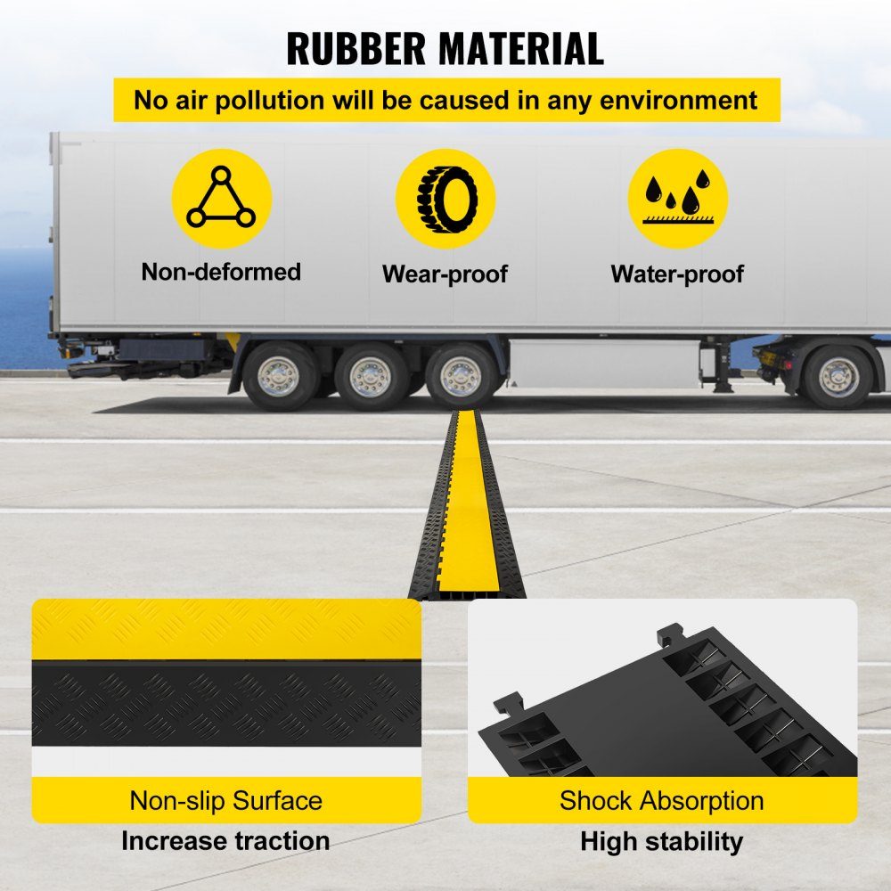 Cable bridge 88.9x50.8x5 cm 5-channel cable protection mat made of commercially available thermoplastic rubber with modular structure High safety for parking lots, warehouses, schools, sidewalks