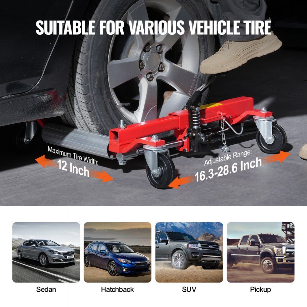 Wheel Car Tire Jack, Max Load Capacity: 680kg, Car Jack with 360° Rotating Wheels, Heavy Duty Hydraulic Car Jack for Vehicle Positioning for Car Repair