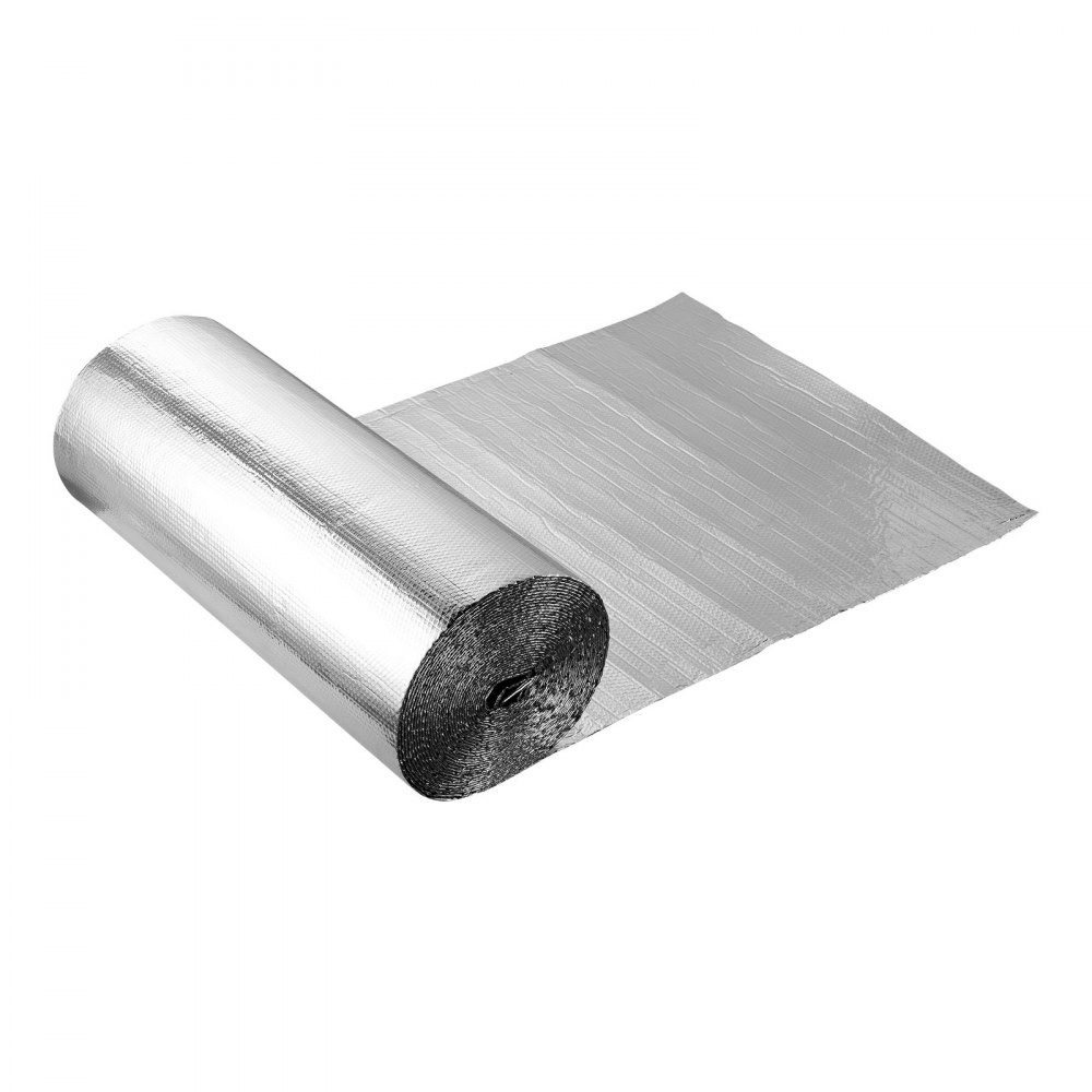 Isolatiefilm Aluminiumfolie Reflecterende Film 6mm 48" x 100ft Dubbellaags Warmtereflecterende Luchtbelbescherming Thermische Isolatierol voor Garagedeurramen en RV-daken
