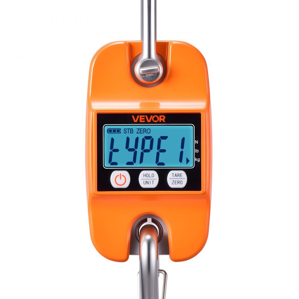 Crane scale 400 kg, digital hanging scale with cast aluminum housing & LCD, game scale 100 g division & 3-stage display, pull scale fish scale, suitable for agriculture, hunting & fishing
