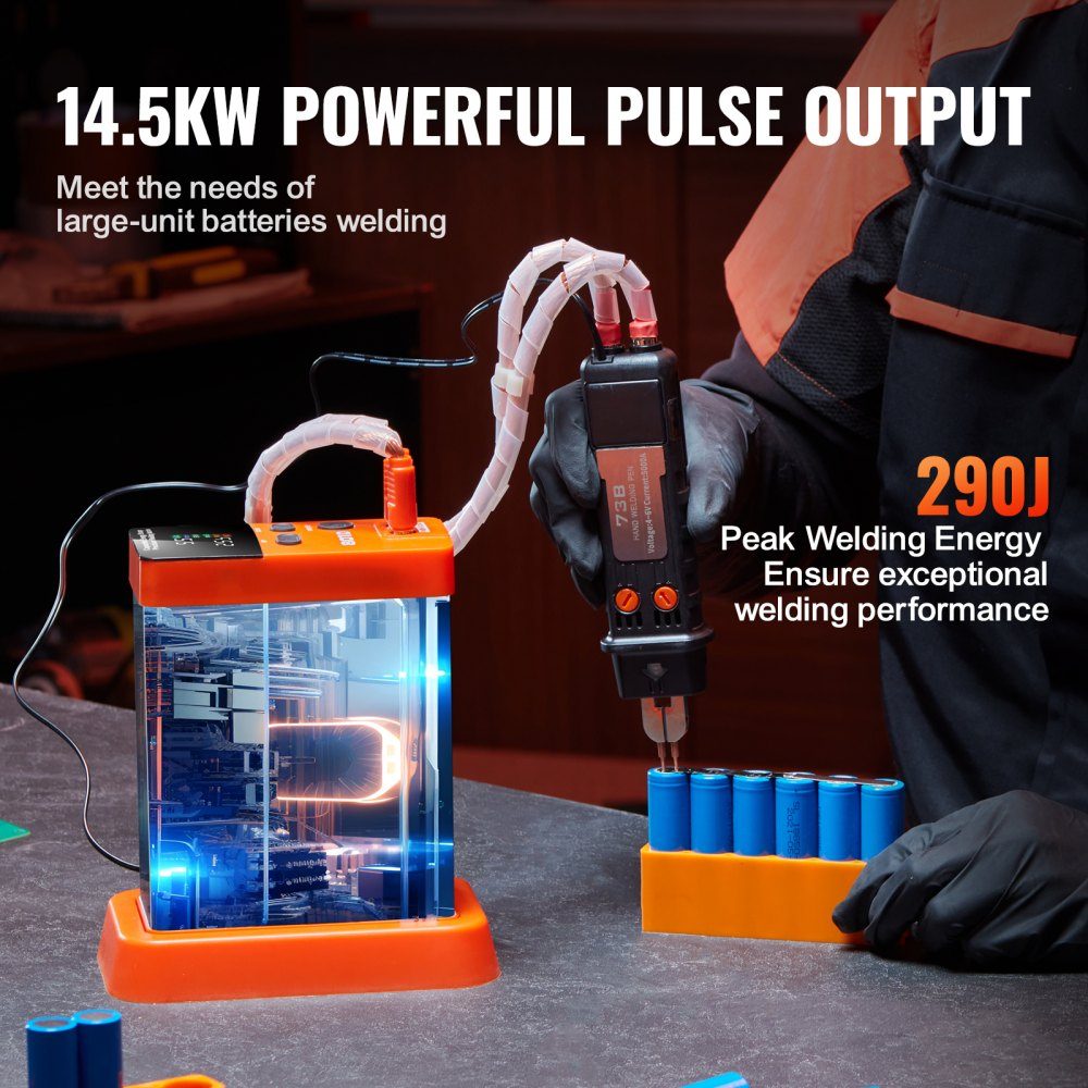 Akku-Punktschweißgerät, 14,5-kW-Kondensator-Energiespeicher, Impulspunktschweißgerät mit 73B-Schweißstift, 801D-Hochleistungspunktschweißgerät und 2 Schweißmodi für 0,1–0,3 mm reines Nickel