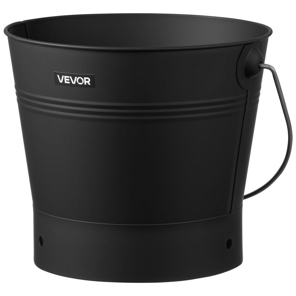 Ash bucket with lid, 4 parts. Set with coal bucket, shovel, broom and gloves, fireplace coal bucket and metal ash container, 9.8 liter capacity for fireplaces, fire pits, wood stoves